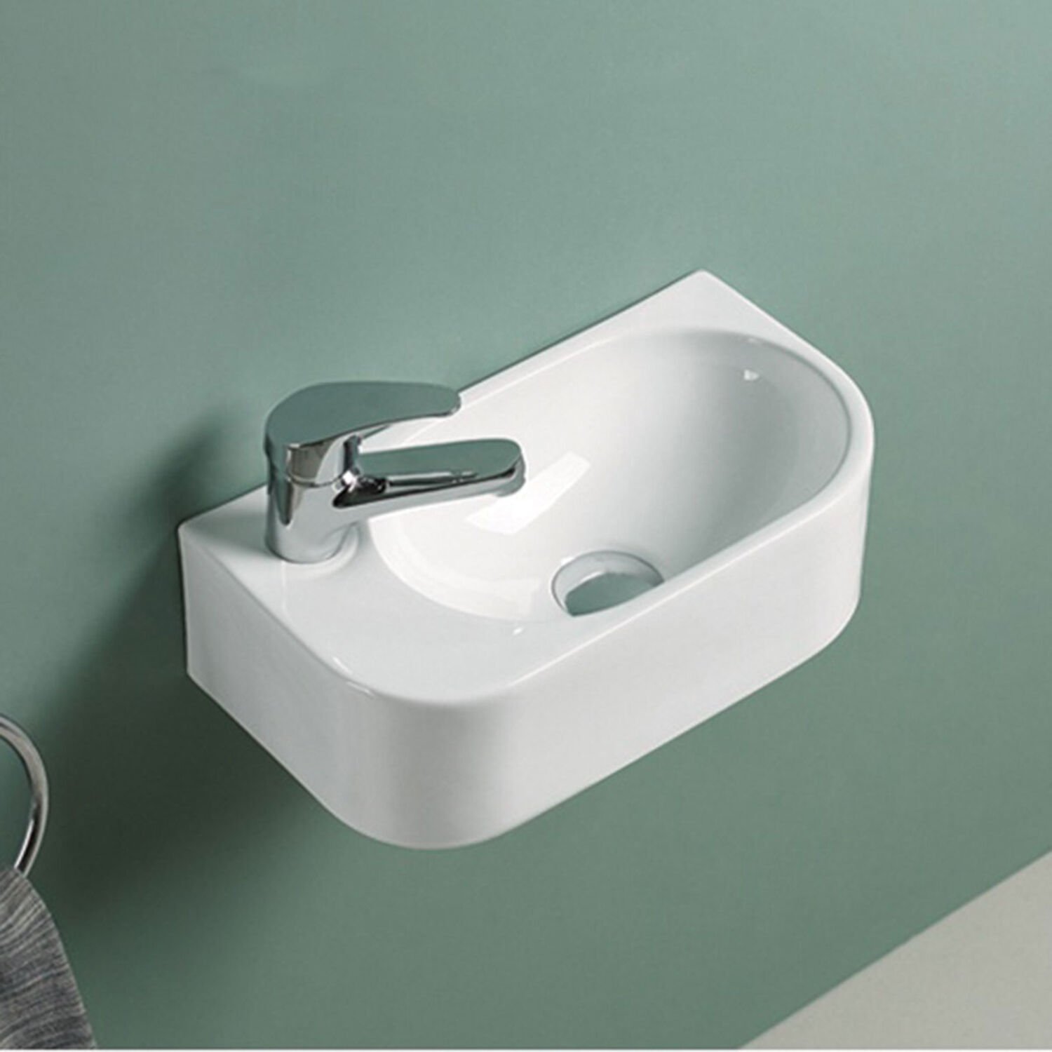 Раковина Vincea VBS-506L подвесная, отверстие под смеситель слева, 40x22 см, цвет белый - фото 1