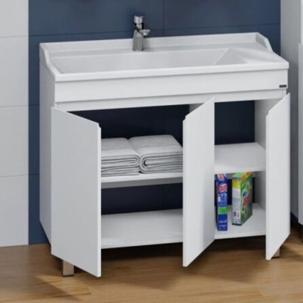 Тумба под раковину Санта Марс 100 напольная, с 3 дверцами, цвет белый - фото 1