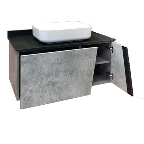 Мебель для ванной Comforty Эдинбург 90, с раковиной 50 см, цвет бетон светлый / черный