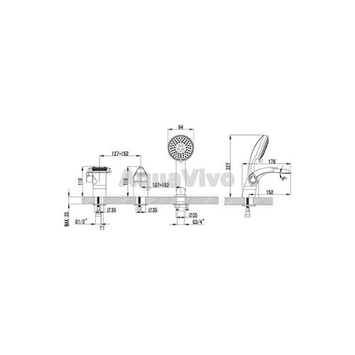 Смеситель Lemark Poseidon LM4245C для ванны - фото 1