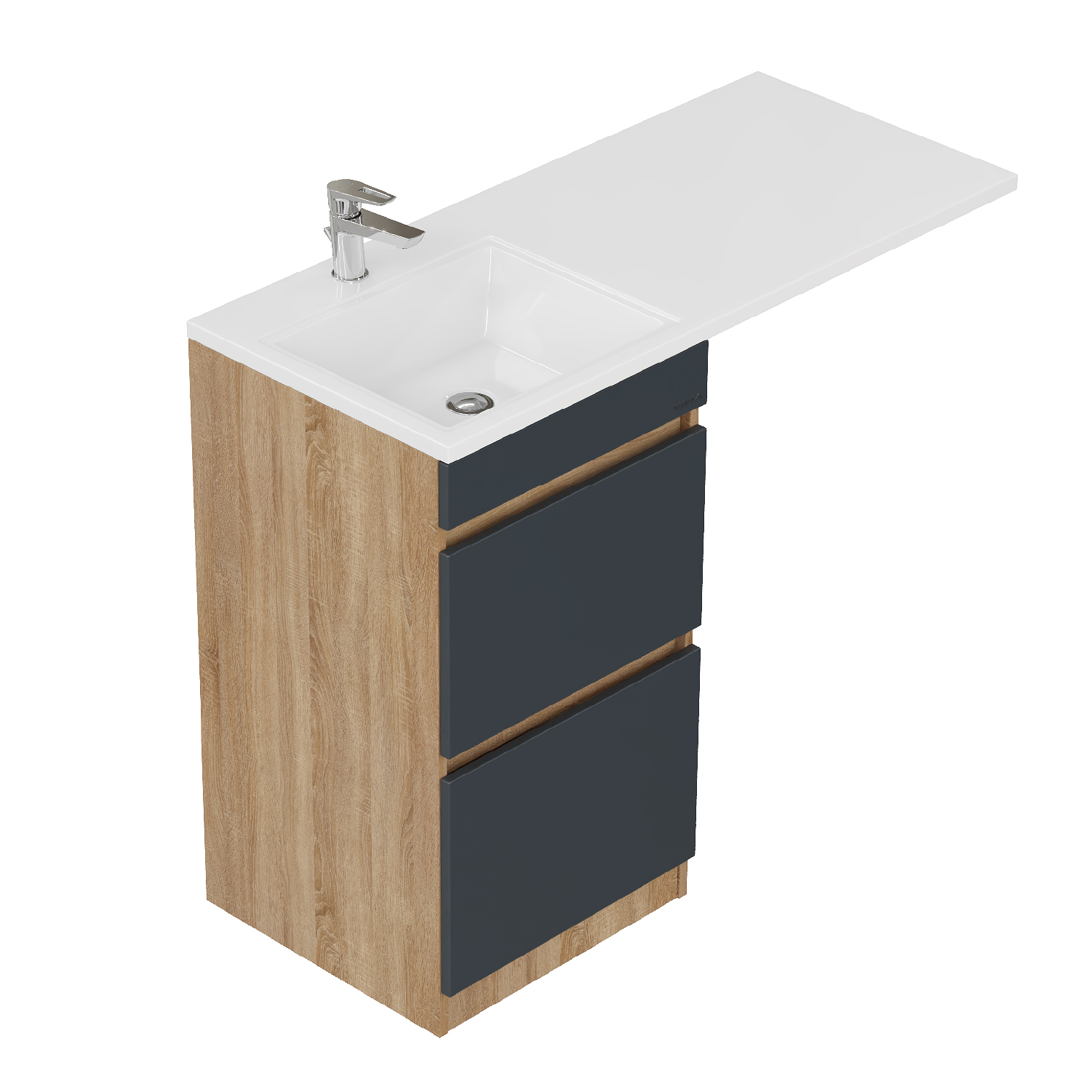 Мебель для ванной Оника Милтон 110, с тумбой 48 см,с ящиками, цвет серый / дуб сонома