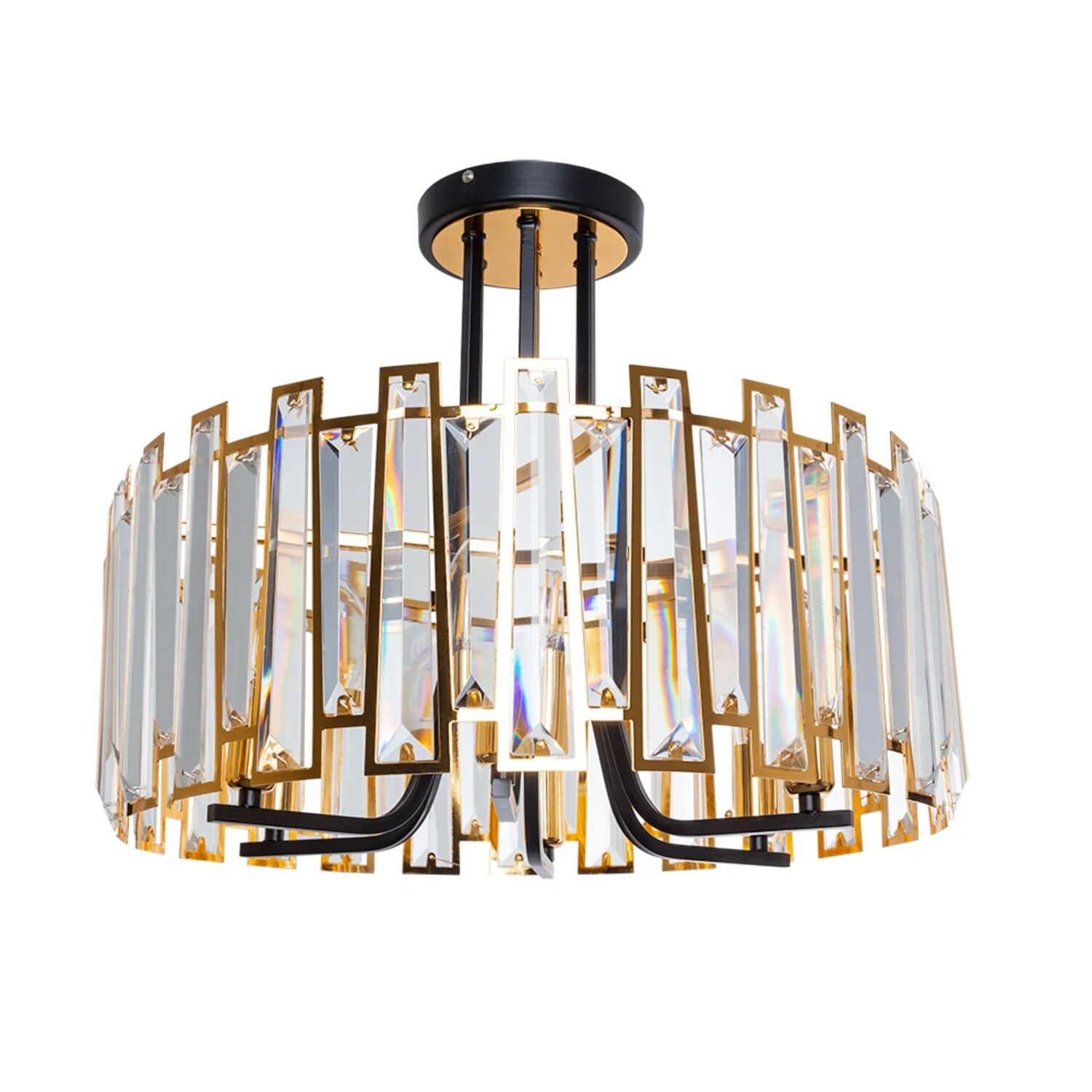 Потолочная люстра Arte Lamp Amber A1028PL-6BK, арматура черная, плафон хрусталь золото