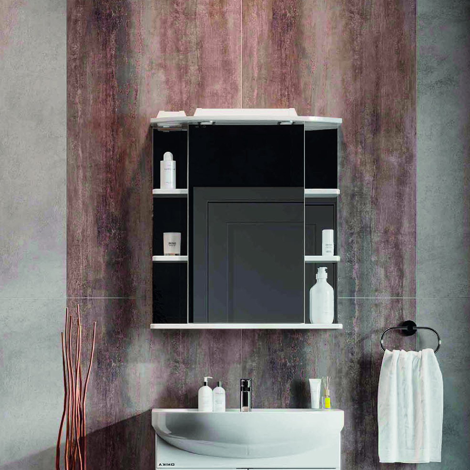 Шкаф-зеркало Оника Глория 65.02, правый, с подсветкой, цвет белый - фото 1
