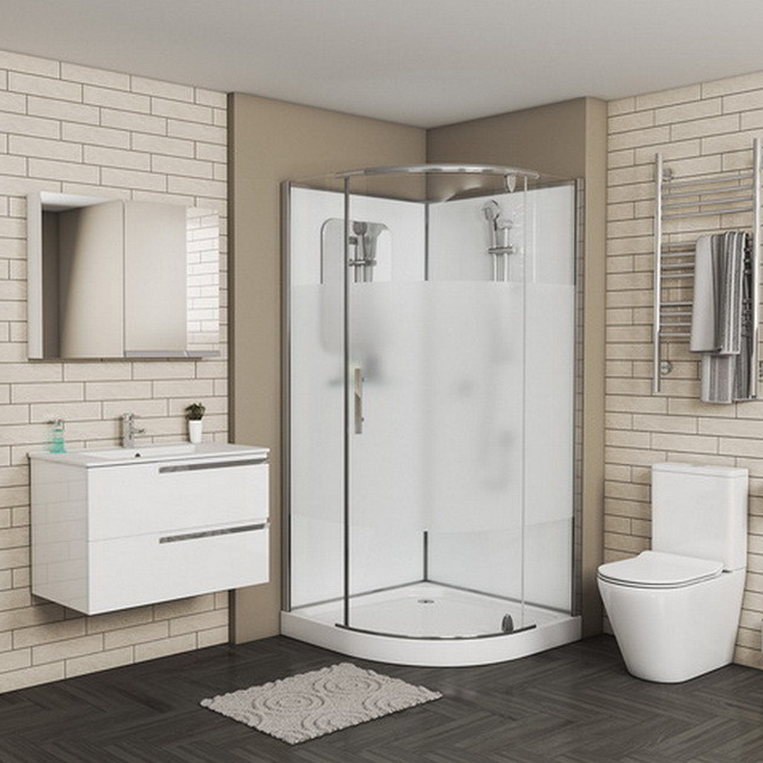 Душевая кабина Grossman Classic GR-171 90x90, стекло прозрачное / матовое, профиль хром