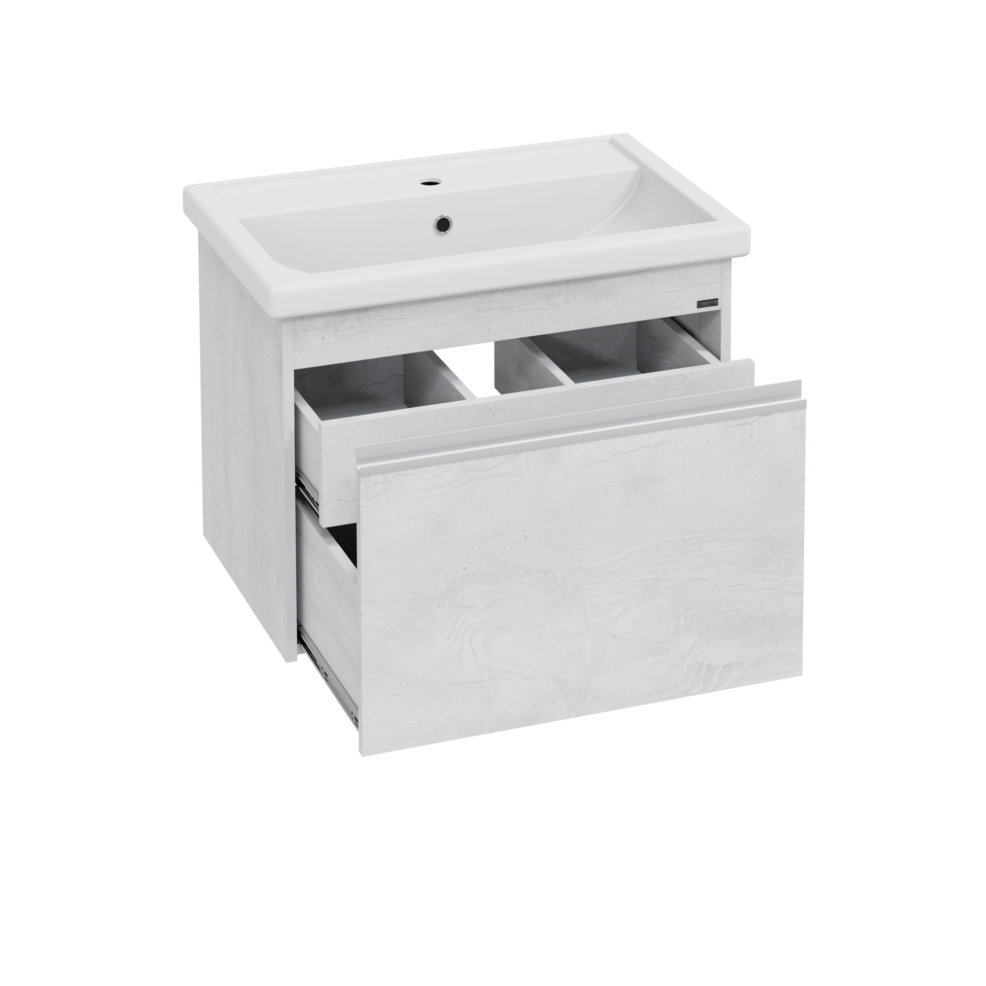 Тумба под раковину Санта Уран 70 подвесная, цвет беленое дерево - фото 1