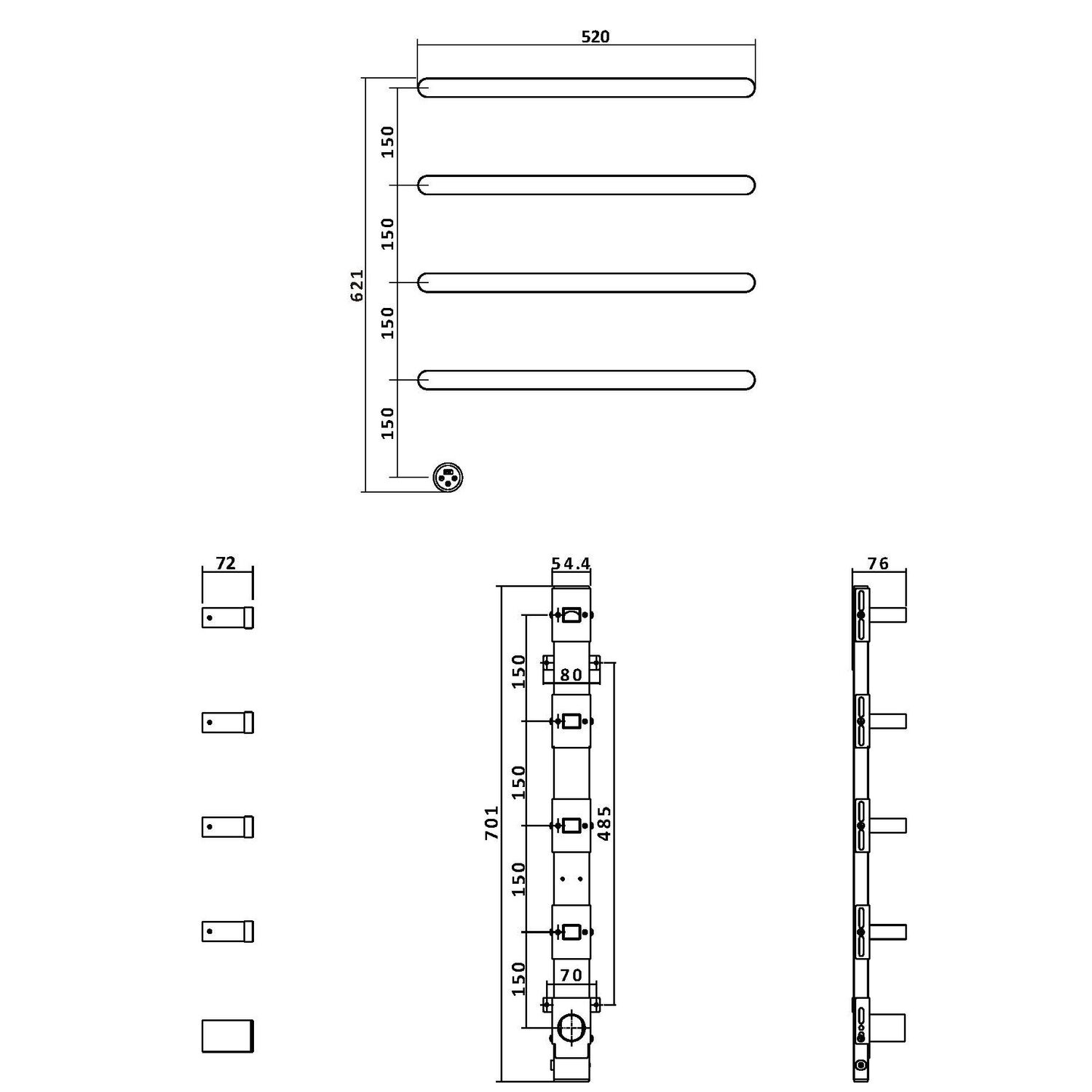 Полотенцесушитель Vincea VTD-2H2CH 52x62 электрический, цвет хром - фото 1