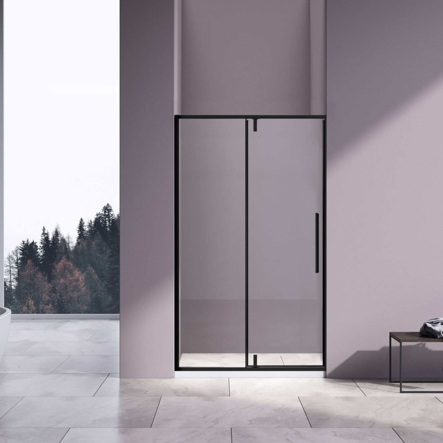 Душевая дверь Vincea Slim-N VDP-4SN 120x195, стекло прозрачное, профиль черный