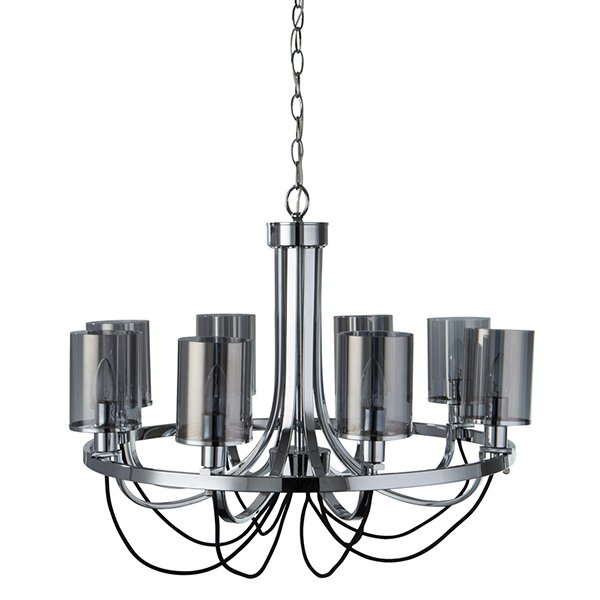 Подвесная люстра Arte Lamp Ombra A2995LM-8CC, арматура хром, плафоны стекло дымчатое, 70х70 см