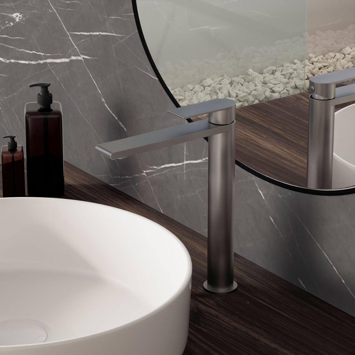 Смеситель Vincea SS VBF-2VS2GM для раковины, цвет вороненая сталь - фото 1