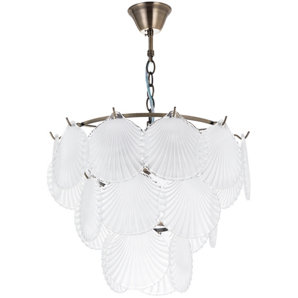 Подвесная люстра Arte Lamp Victoria A1734LM-5AB, арматура бронза, плафон стекло белое, 40х40 см