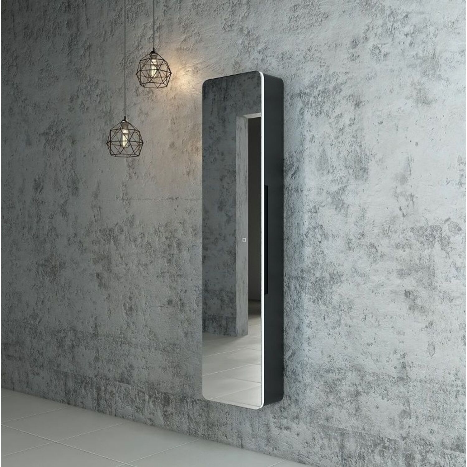 Шкаф-пенал Art & Max Lecce 36, с подсветкой и диммером, цвет черный матовый