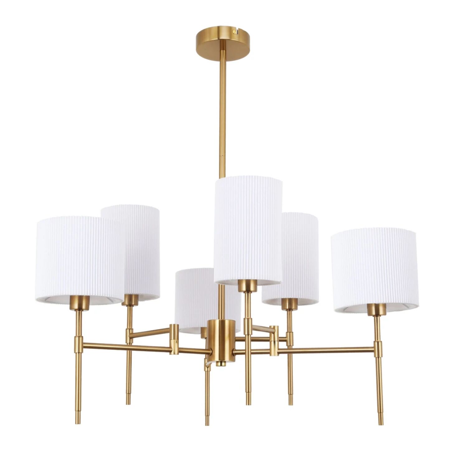 Подвесная люстра Arte Lamp Debora A4108LM-6PB, арматура полированная медь, плафон ткань белая