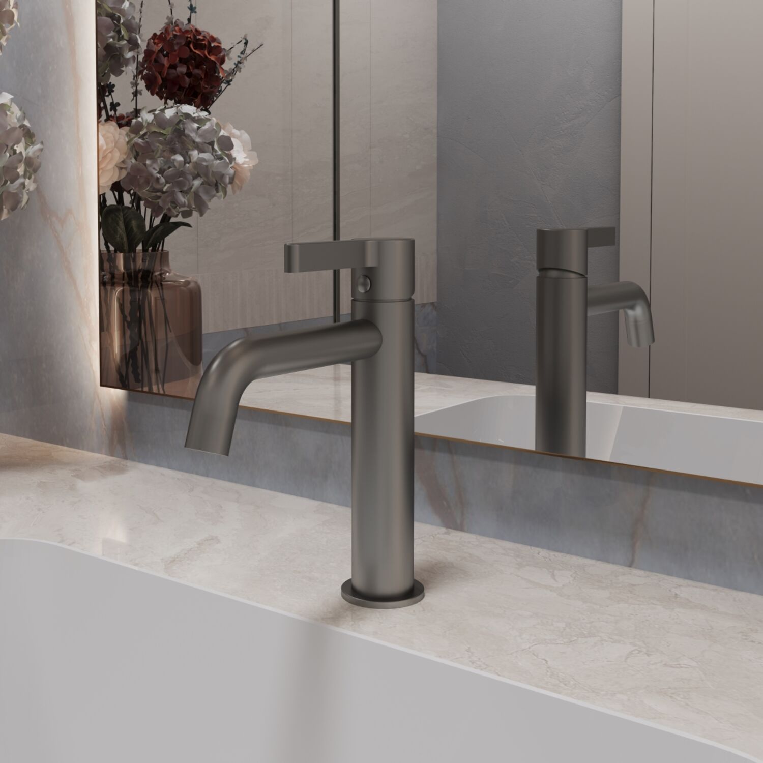 Смеситель Vincea Villa VBF-1VL1GM для раковины, цвет вороненая сталь - фото 1