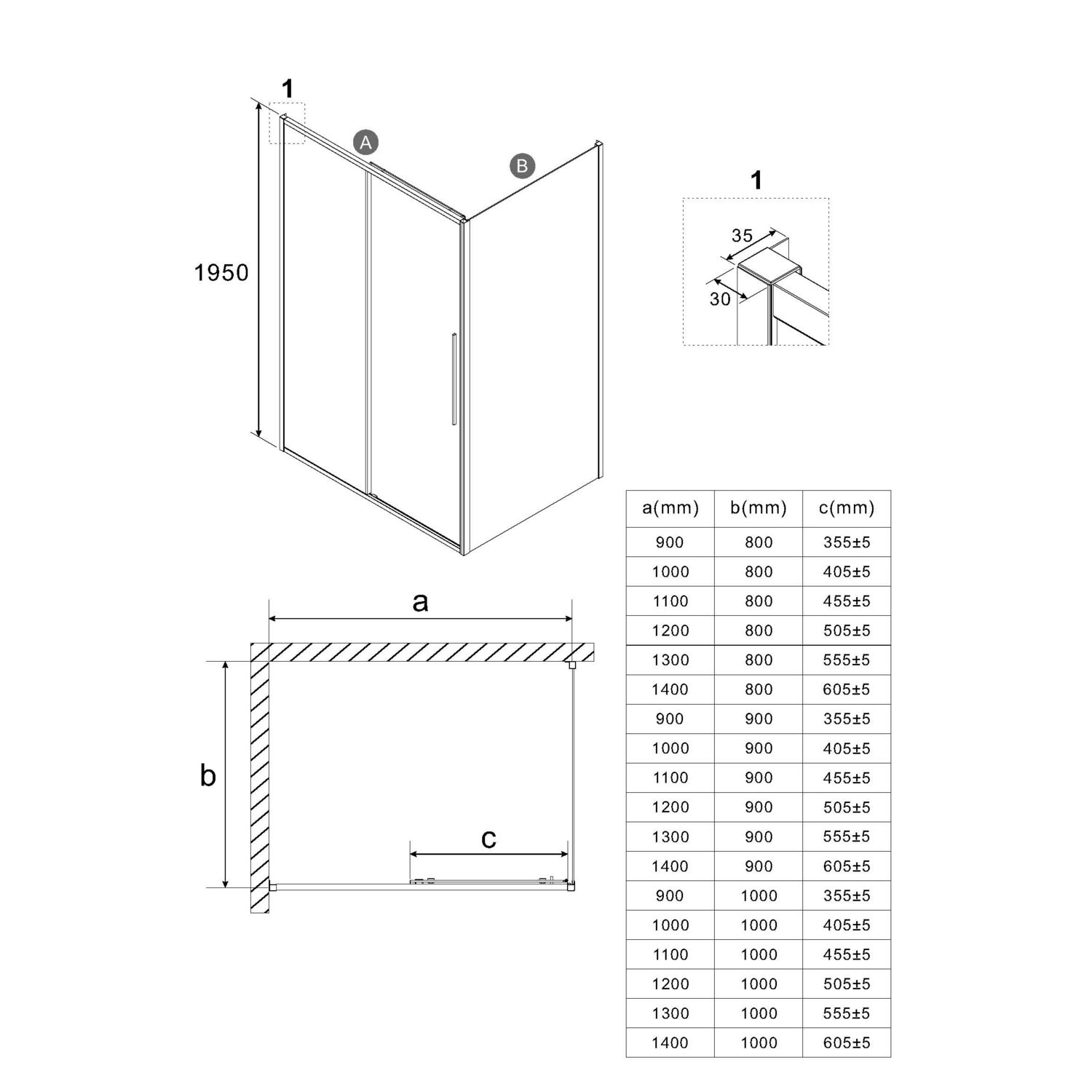 Душевой уголок Niagara Nova NG-34-10AGR-A10GR-34 100х100, стекло прозрачное, профиль графит - фото 1