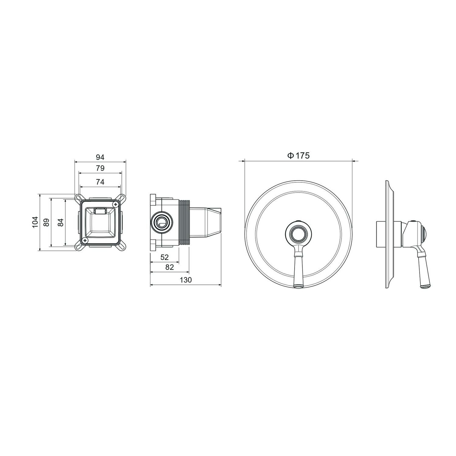 Смеситель Акватек Классик AQ1566MB для ванны с душем, встраиваемый, цвет черный матовый - фото 1