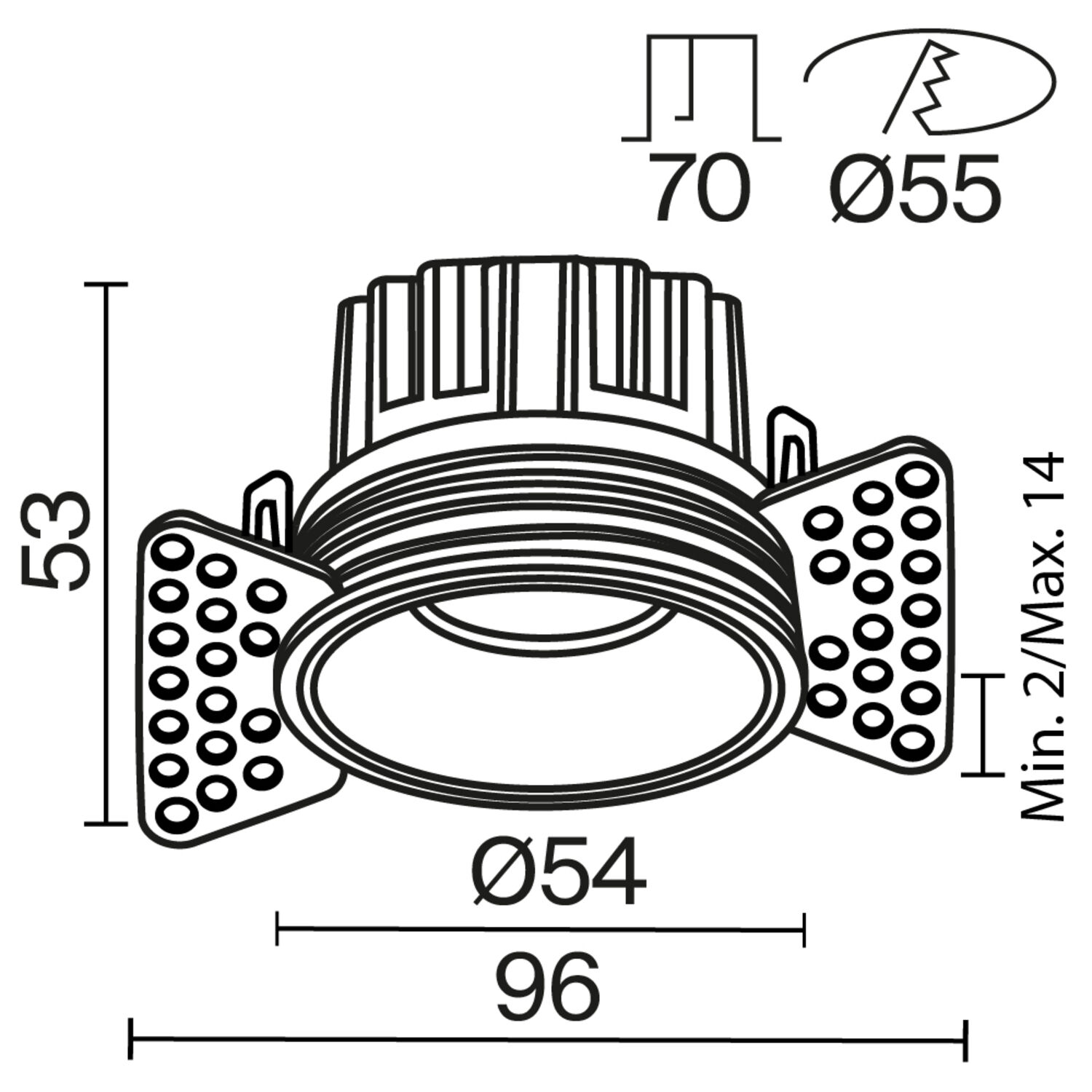 Встраиваемый светильник Maytoni Round DL058-7W3K-TRS-B, арматура черная    - фото 1