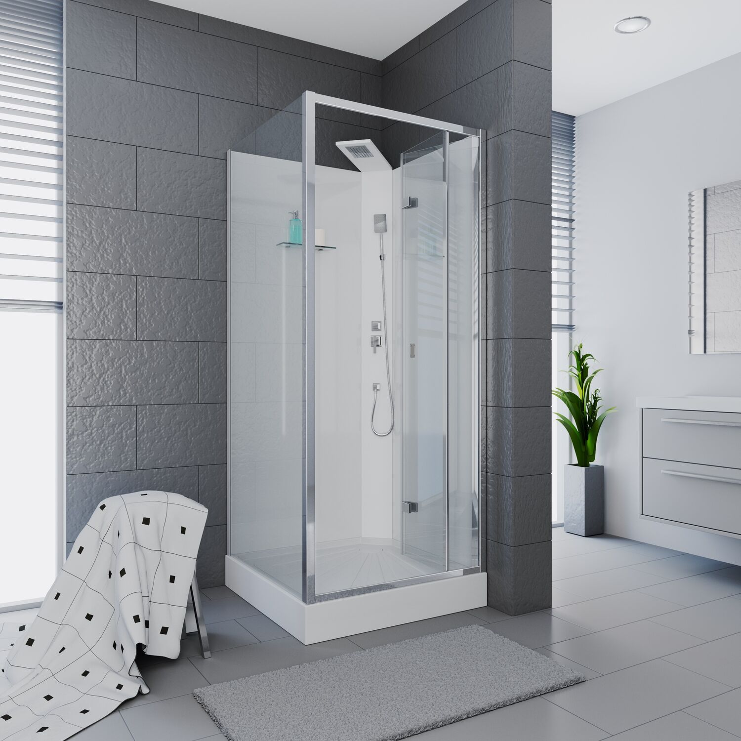 Душевая кабина CeruttiSPA Mimi 90T 90x90, стекло прозрачное, профиль хром, без крыши - фото 1