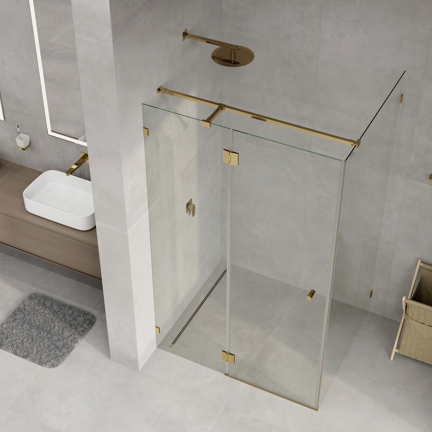 Душевой уголок WasserKRAFT Ems 76H10 120x100, стекло прозрачное, профиль золото глянцевое - фото 1