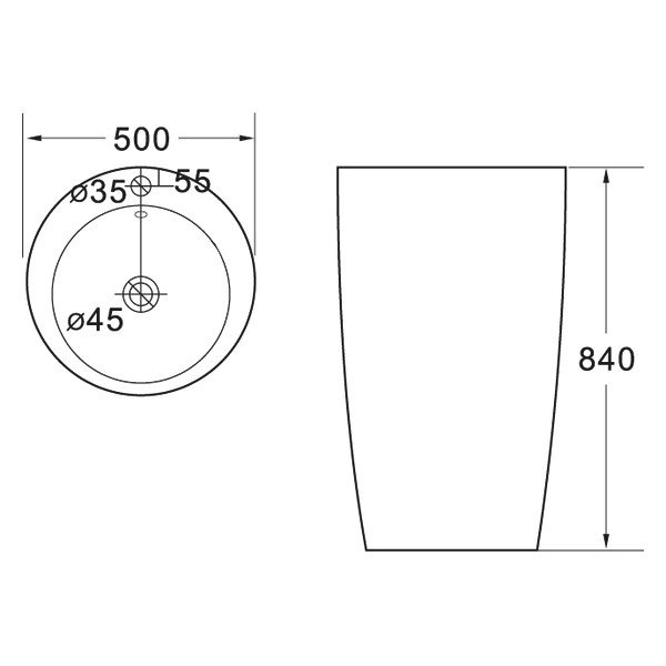 Раковина SantiLine SL-4004 MB напольная, 50x50 см, цвет черный матовый - фото 1