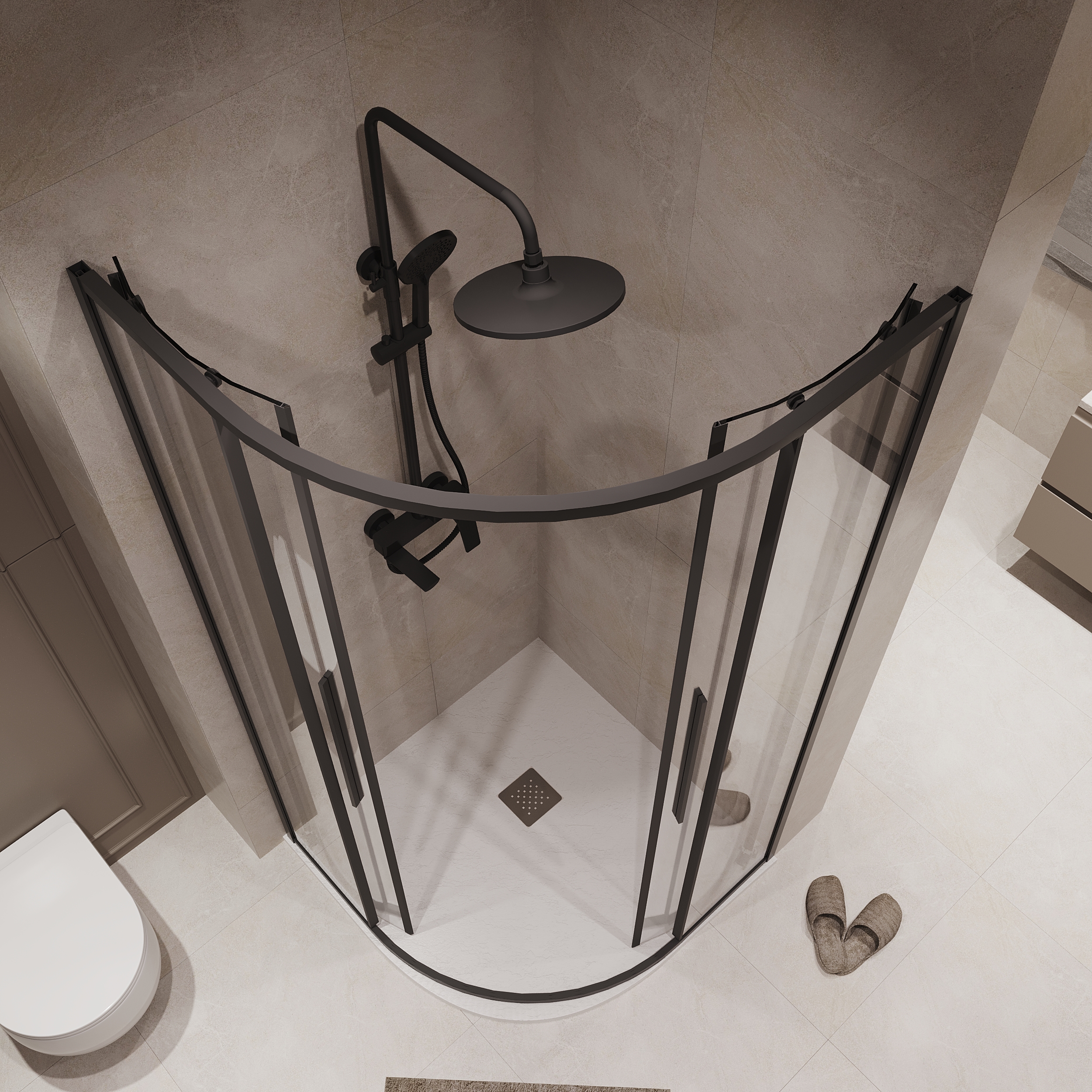 Душевой уголок Niagara Nova NG-6827-34 Black 100x100, стекло прозрачное, профиль черный матовый - фото 1