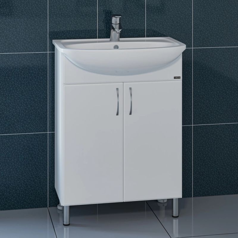 Тумба под раковину Санта Сити 60 напольная, с дверцами, цвет белый