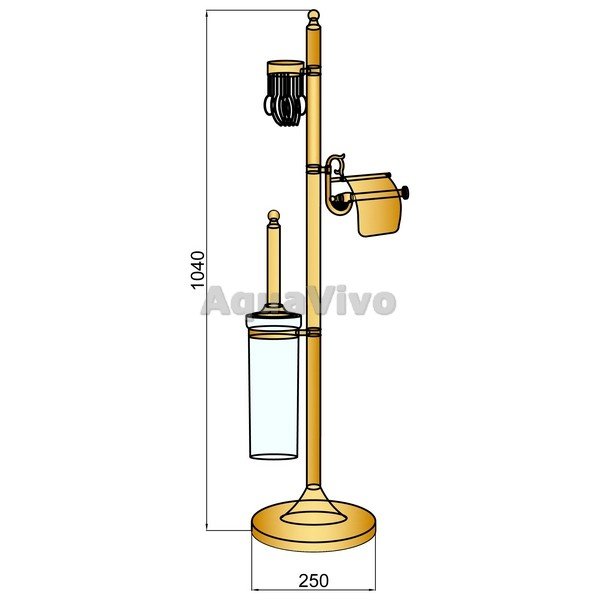Стойка Boheme Medici 10613 напольная, с держателем туалетной бумаги, ершиком и держателем освежителя, цвет бронза