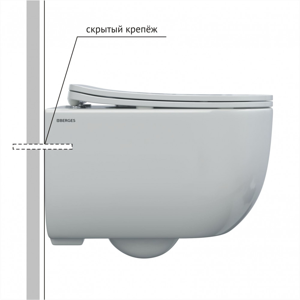 Комплект Berges 043344 унитаза Ventas Rimless с сиденьем микролифт и инсталляции Novum с черной кнопкой F5 Soft Touch