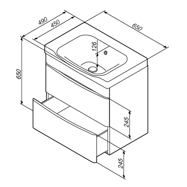 Тумба под раковину AM.PM Like 65 подвесная, цвет белый глянцевый - фото 1
