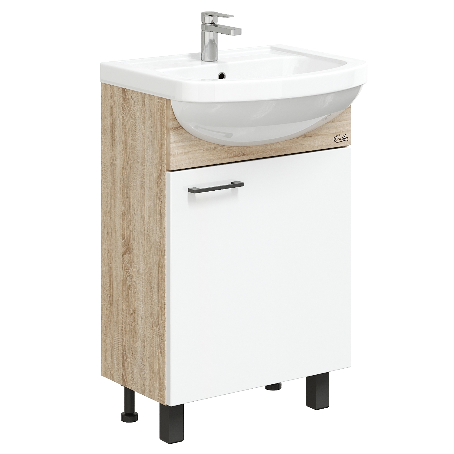 Тумба под раковину Оника Эко 52 Black, напольная, цвет белый / дуб сонома - фото 1