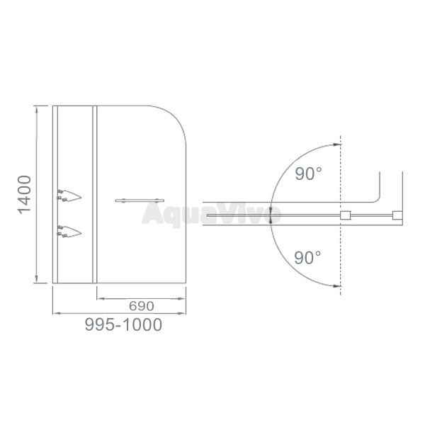 Шторка на ванну Good Door Screen HS-100-C-CH 100x140, стекло прозрачное, профиль хром - фото 1