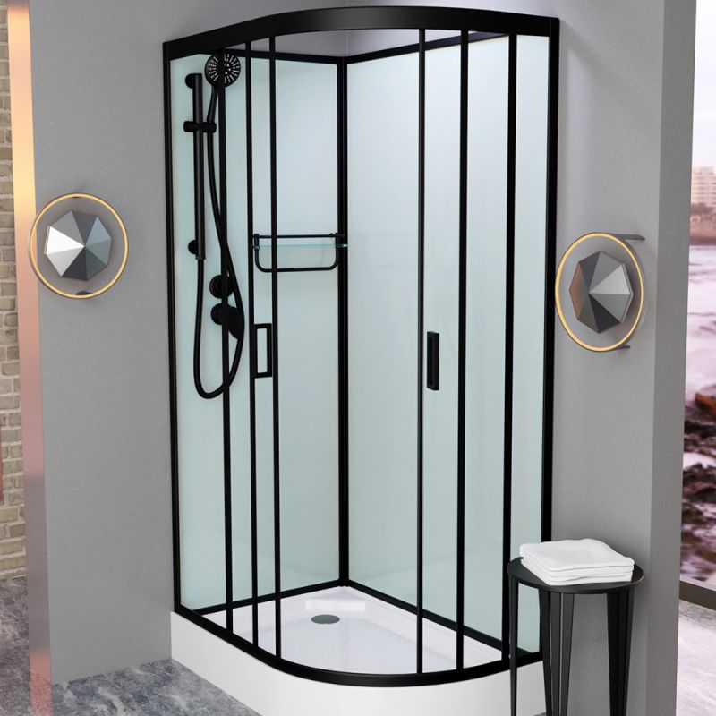 Душевая кабина Frank F411 L Black 110x80, левая, с полотенцедержателем, стекло прозрачное, профиль черный, без крыши - фото 1