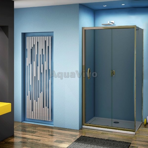 Душевой уголок Good Door Jazze WTW+SP-B-BR 140x80, стекло тонированное, профиль бронза - фото 1