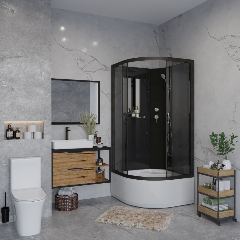 Душевая кабина Niagara Classic NG-6508-14BK 90x90, стекло тонированное, профиль черный, без крыши - фото 1