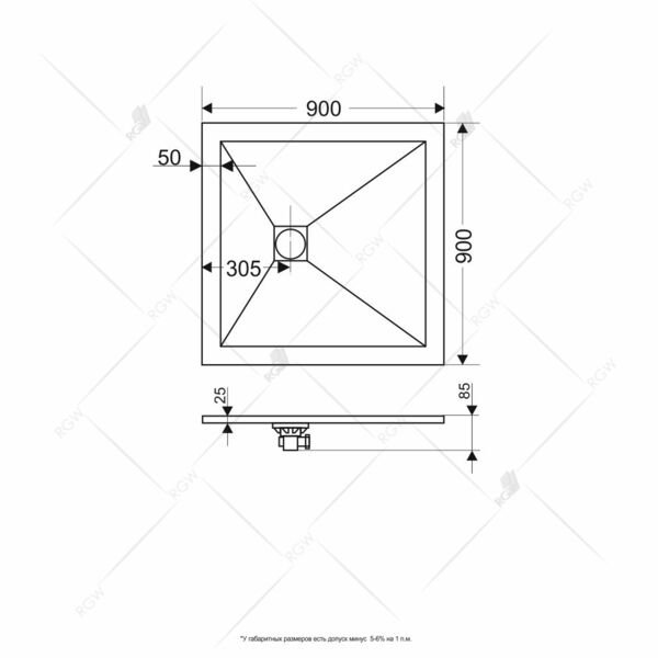 Поддон для душа RGW Stone Tray ST-Be 80x80, искусственный камень, цвет бежевый - фото 1