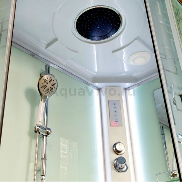Душевая кабина Deto EM 1511 LED 110х80, стекло матовое с узором, профиль хром, с подсветкой, правая - фото 1
