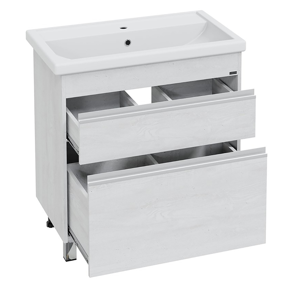 Тумба под раковину Санта Уран 80 напольная, цвет беленое дерево - фото 1