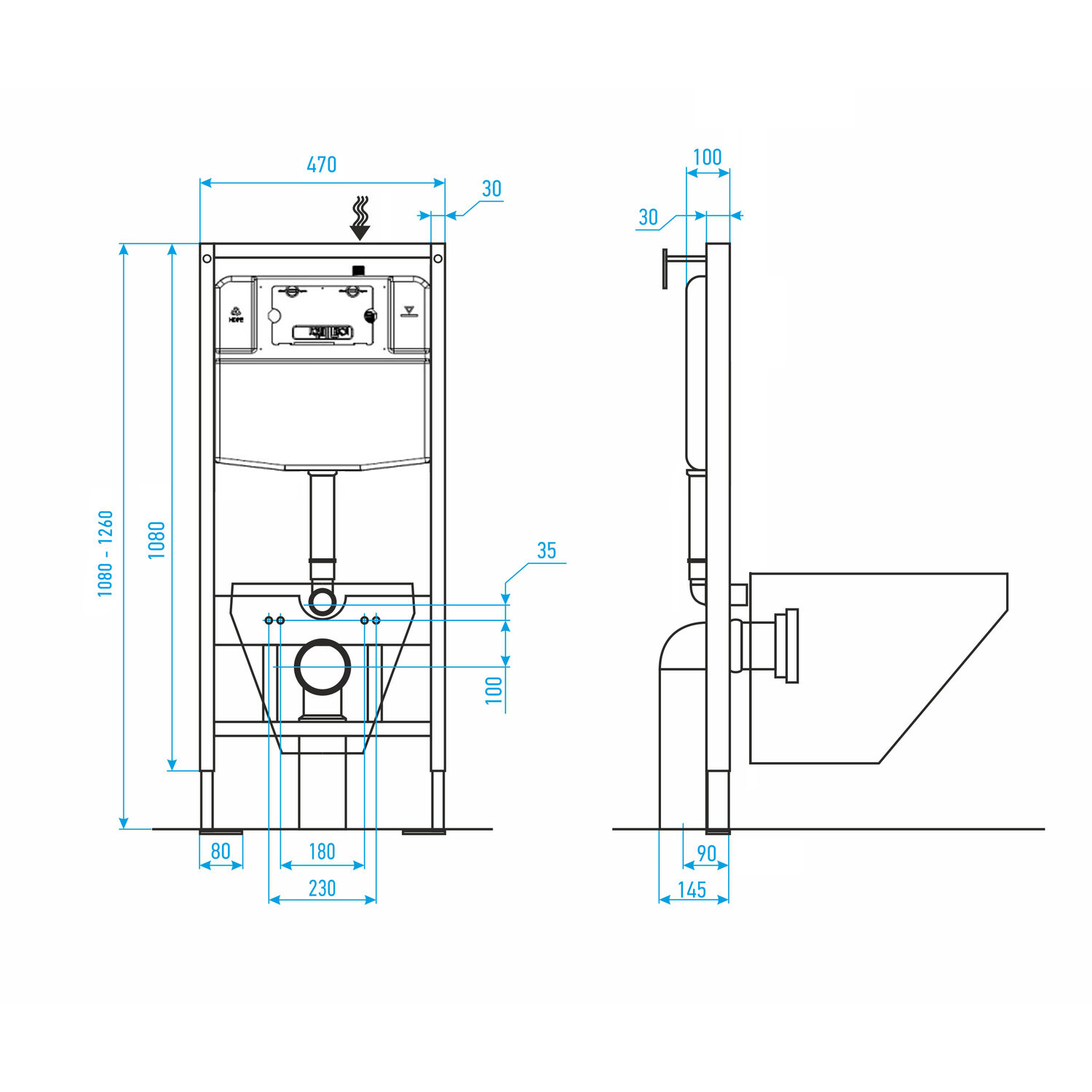 Комплект: Инсталляция JK03553 + Кнопка JK204546 сталь