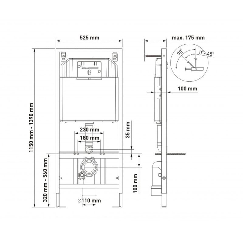 Комплект Berges 043263 унитаза Okus с сиденьем и инсталляции Novum с белой кнопкой L1