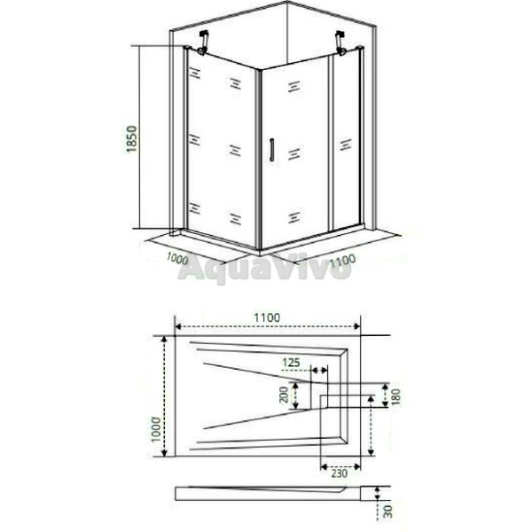 Душевой уголок Good Door Mokka WTW+SP-C-WE 110x100, стекло прозрачное, профиль белый - фото 1