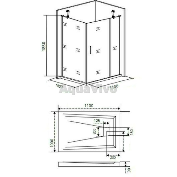 Душевой уголок Good Door Mokka WTW+SP-C-WE 110x100, стекло прозрачное, профиль белый - фото 1