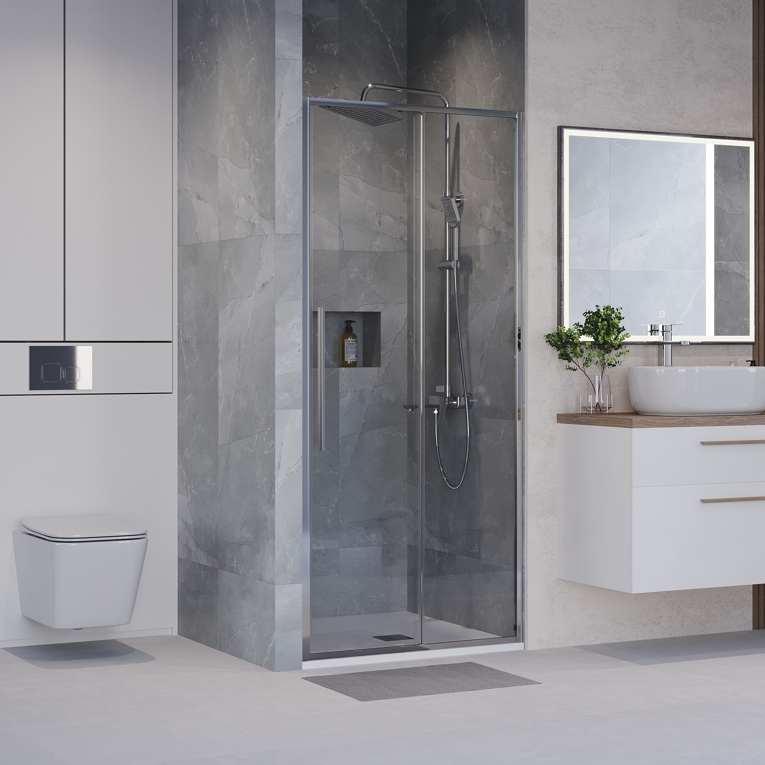 Душевая дверь Niagara Nova NG-64-10A 100x195, стекло прозрачное, профиль хром
