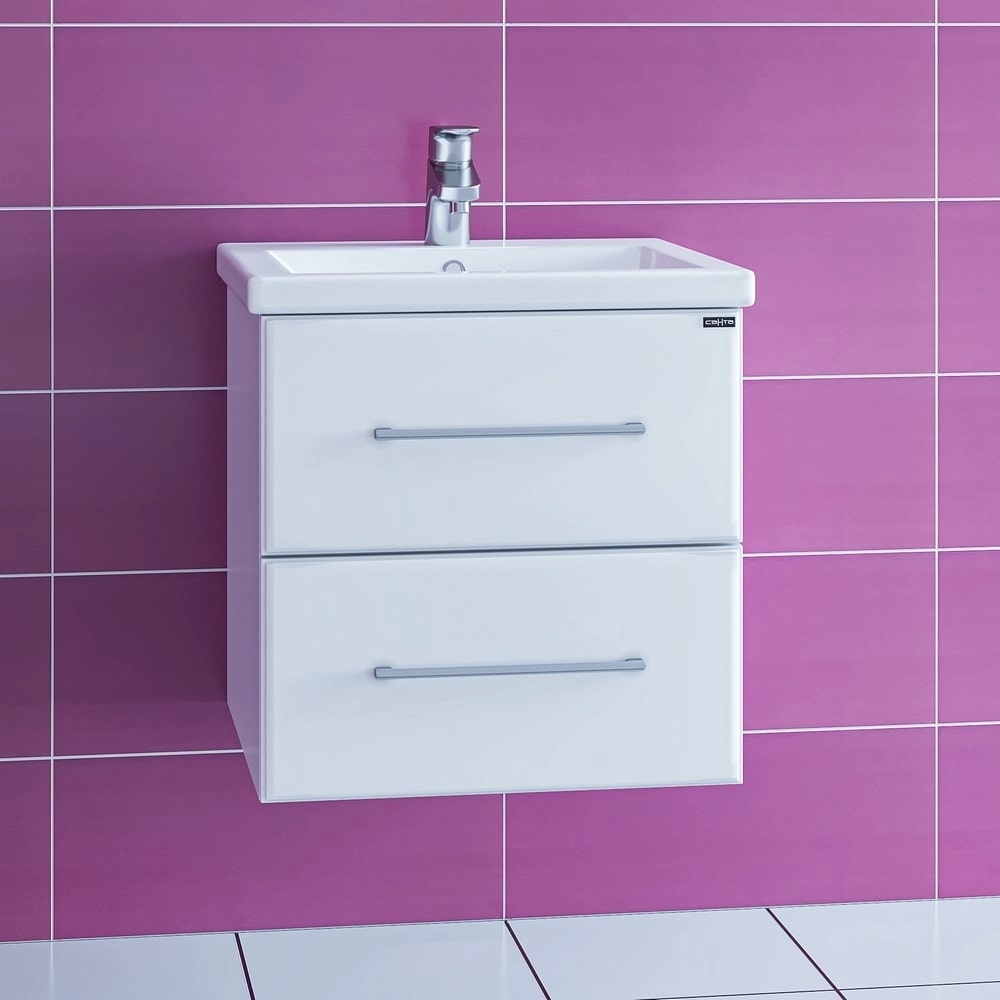 Тумба под раковину Санта Омега 50 подвесная, с ящиками, цвет белый