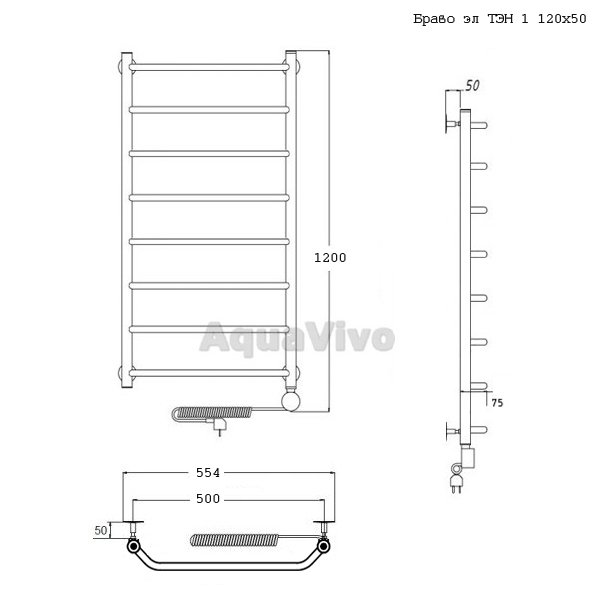 Полотенцесушитель Тругор Браво эл ТЭН 1 120х50 электрический - фото 1