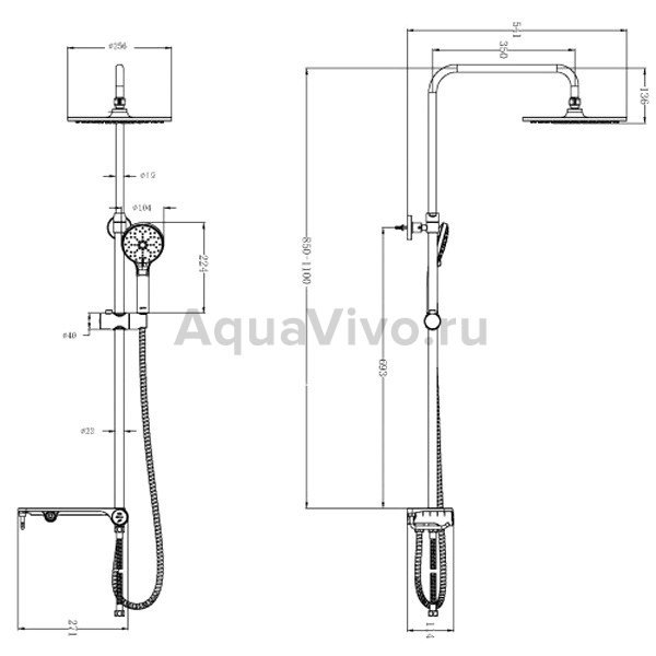 Душевая стойка Lemark LM8810C, с верхним душем, полкой, крючком, цвет хром