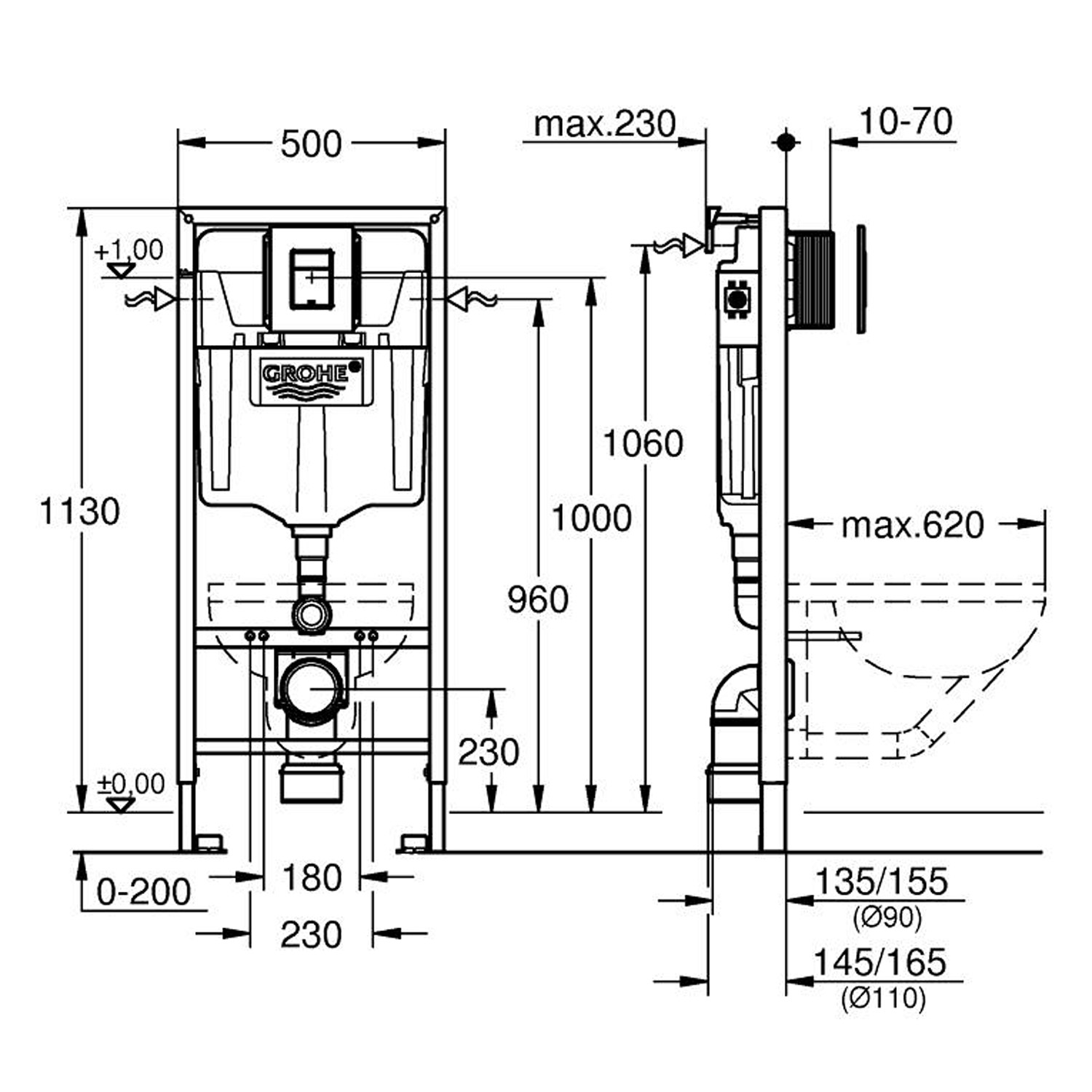Комплект: Инсталляция Grohe 38811KF0 черная кнопка+Stella JK1061016 белый унитаз