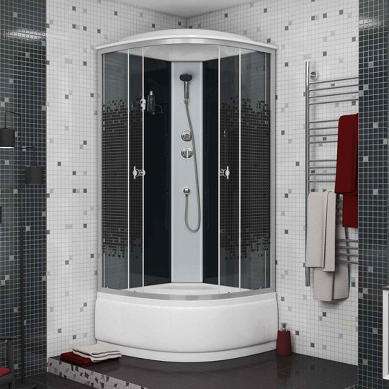 Душевая кабина Niagara Eco NG-7508-14 90х90 , стекло с рисунком, профиль хром матовый