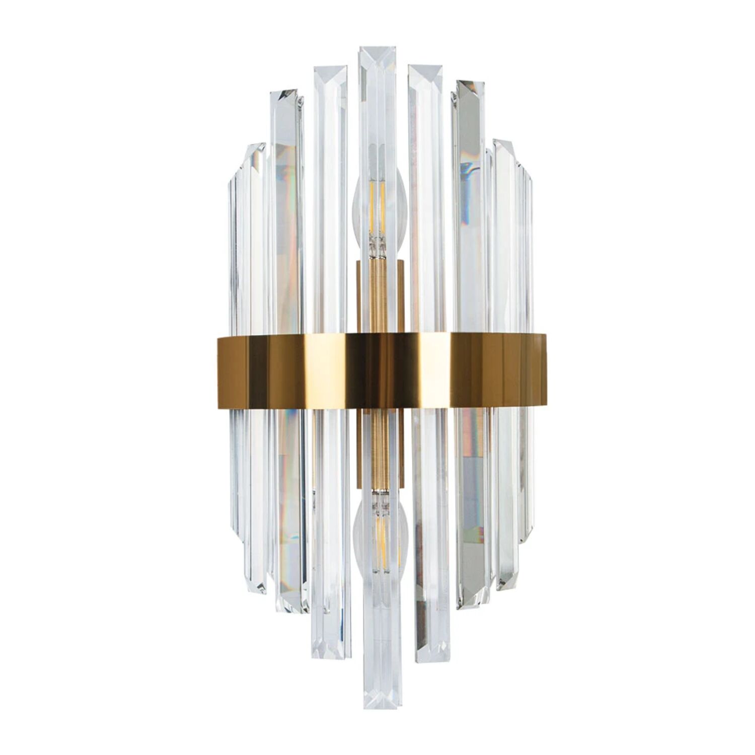 Настенный светильник Arte Lamp Fedelta A1068AP-2PB, арматура полированная медь, плафон хрусталь прозрачный