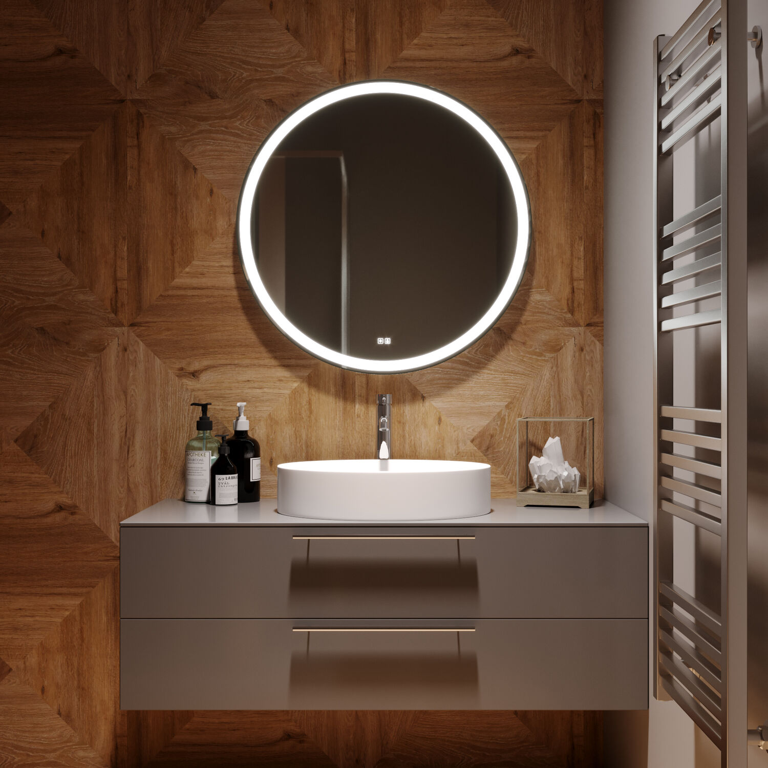 Зеркало Mixline Перла Нео RGB D770 77x77, с подсветкой мультицвет - фото 1