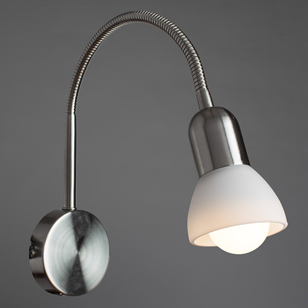 Спот Arte Lamp Falena A3116AP-1SS, арматура серебро, плафон стекло белое, 8х8 см