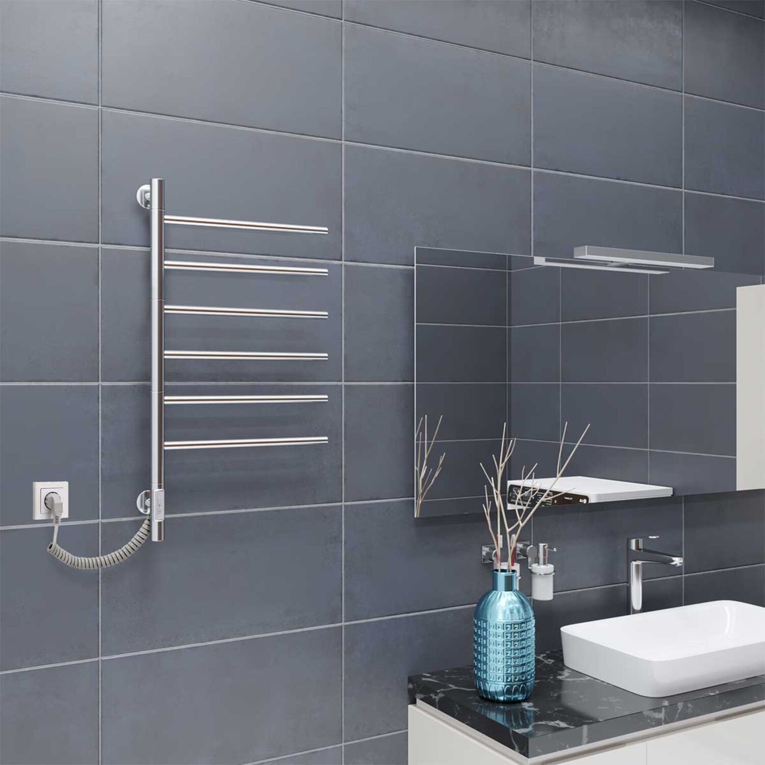 Полотенцесушитель Vincea VTD-1S2CE 43х80, электрический цвет хром - фото 1